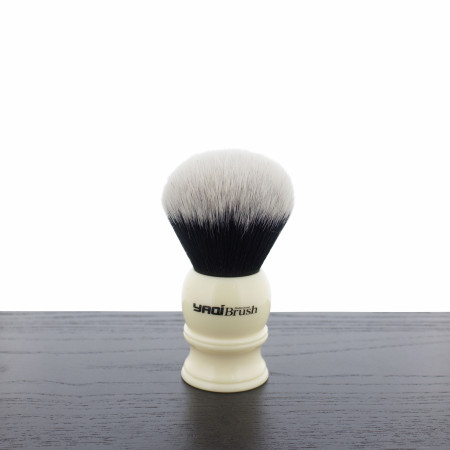 Yaqi White Handle Synthetic Shaving Brushes, Tuxedo Knot